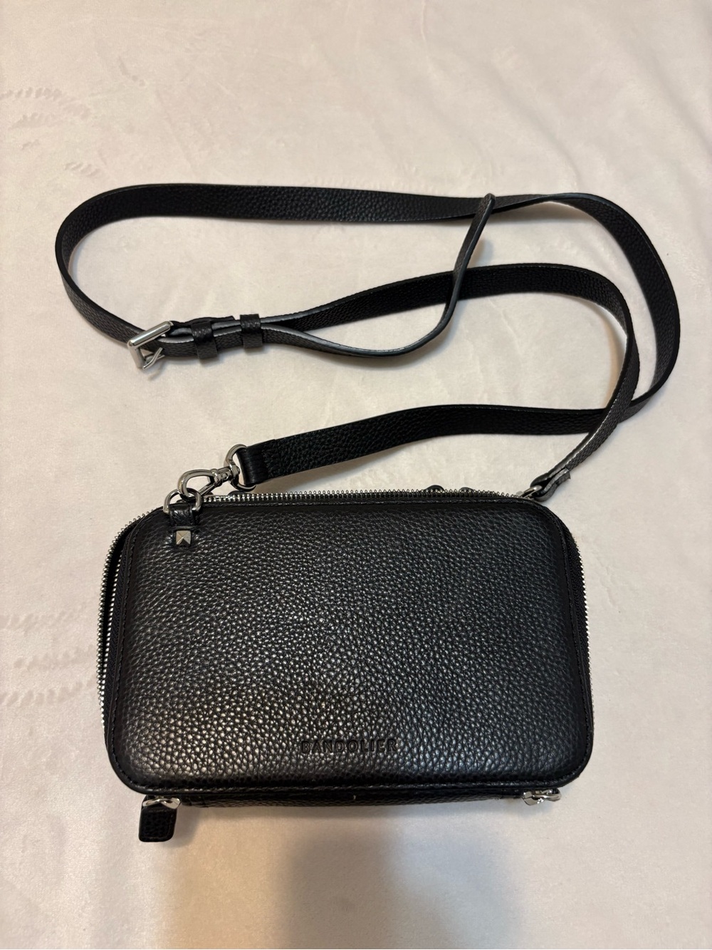 Bandolino Black Pebbled Leather Messenger Crossbody
